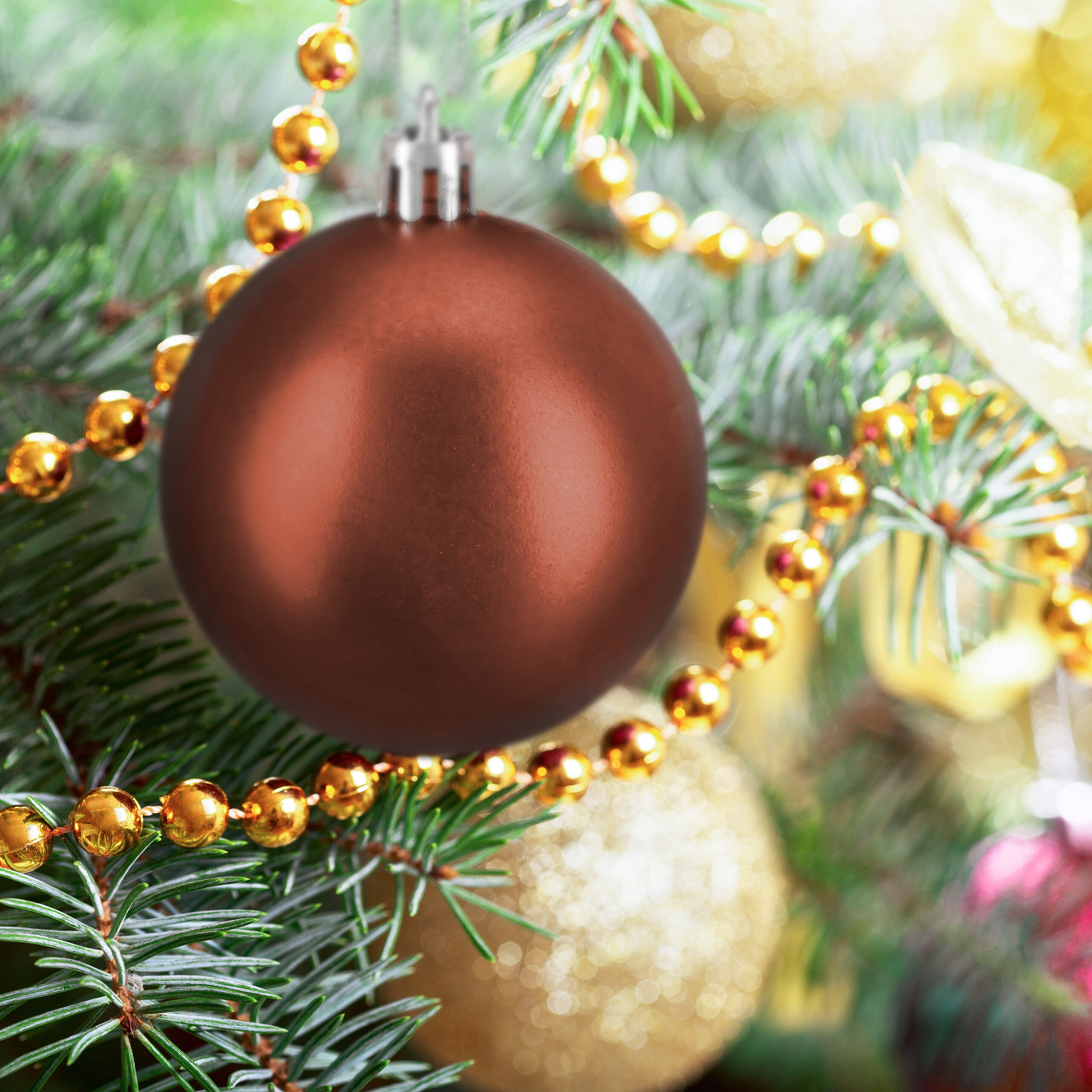 Boules de Noël, Lot de 100, Décoration, polies, scintillantes et luisantes, Boule de Noël ∅ 3, 4&6 cm, marron, Relaxdays - 2
