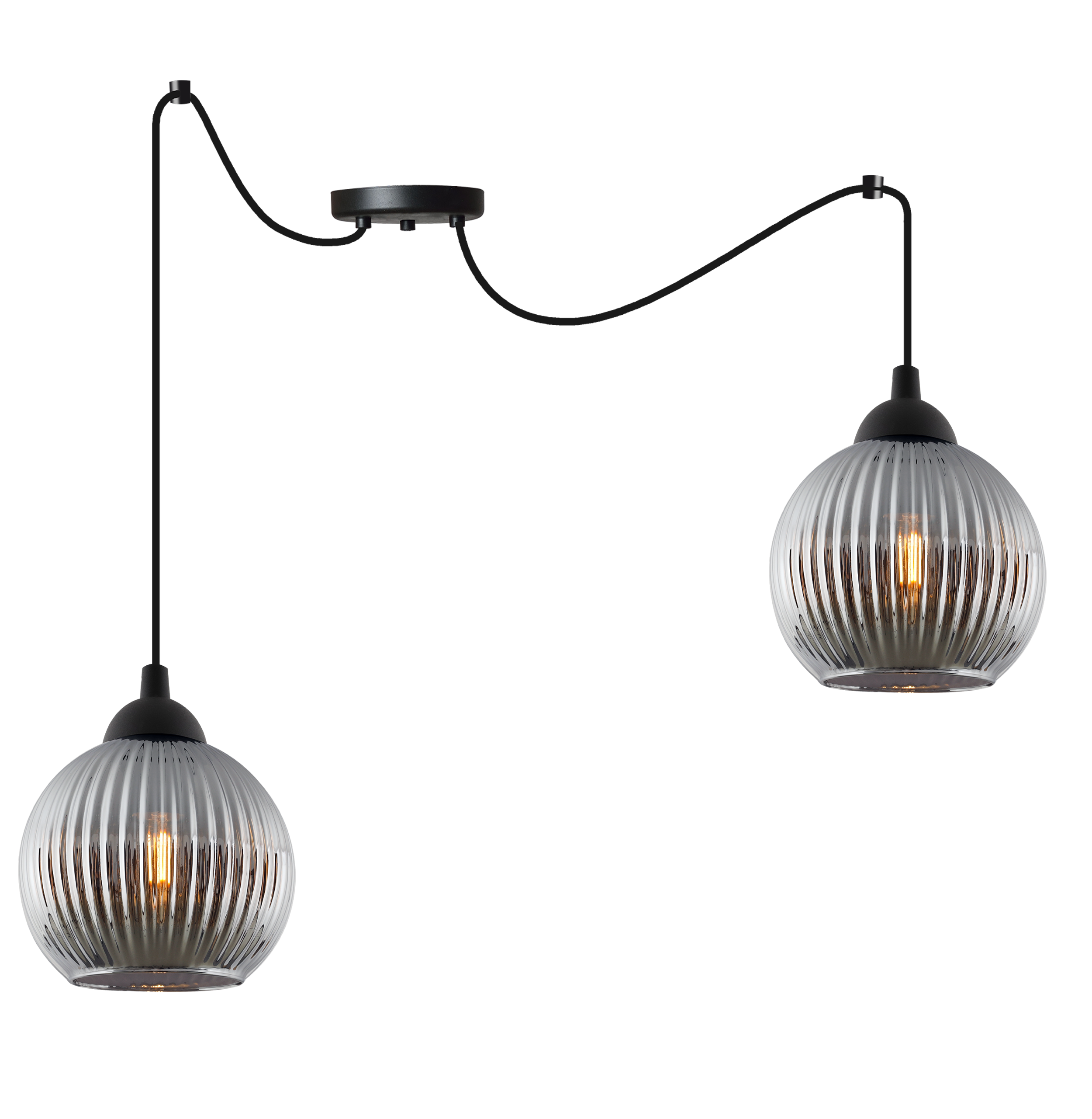 Lampa sufitowa wisząca Riffle Pająk loft 2xE27 klosz kula grafit Light Home LH