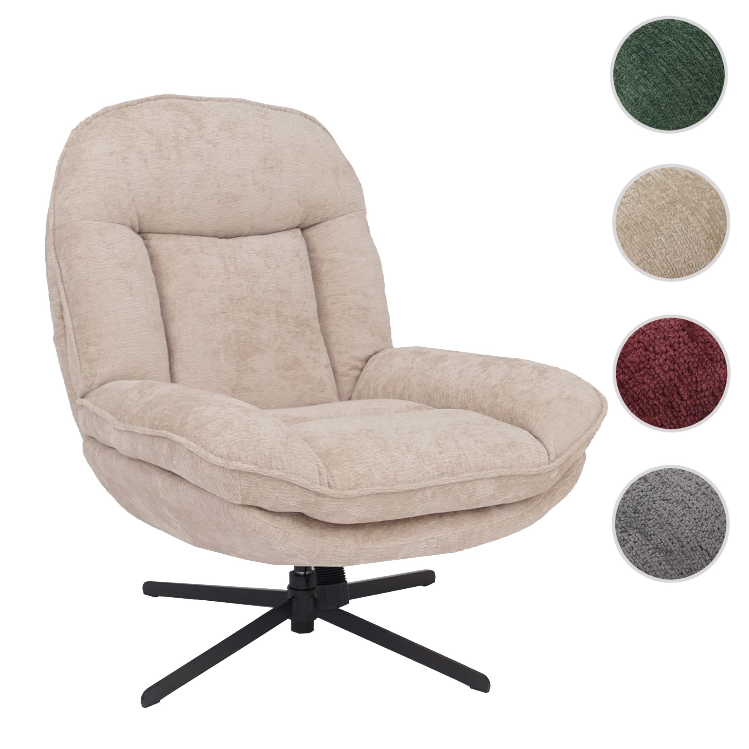 Fauteuil relax HWC-P32, fauteuil TV à suspension Nosag, fauteuil rembourré, pivotant, métal, tissu/textile chenille (370 g/m²) ~ crème - 9