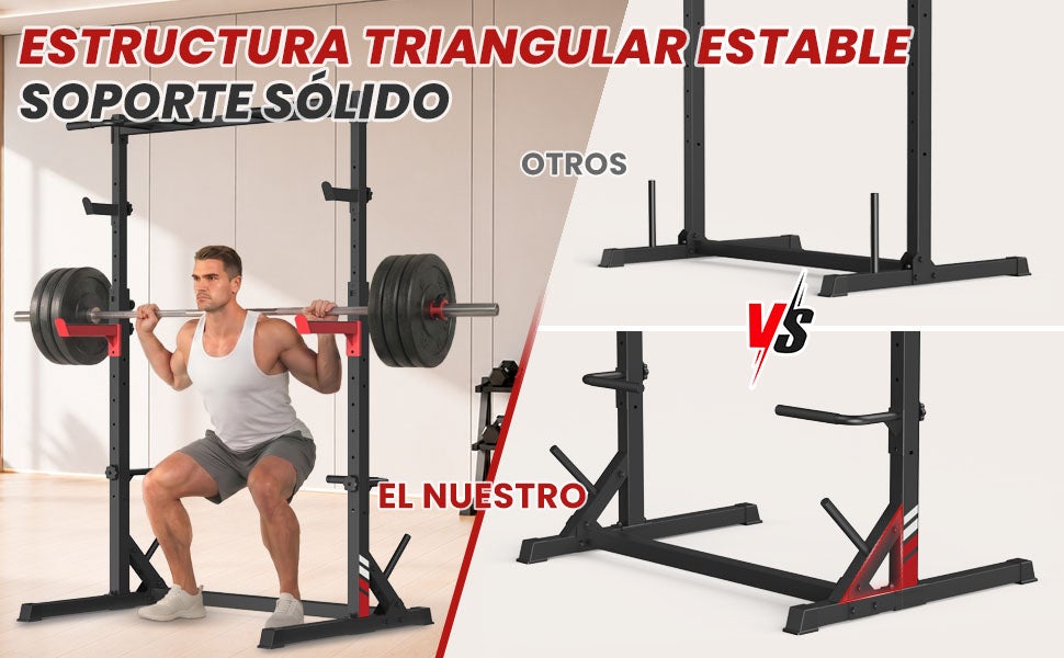 Rack de Agachamento Multifuncional Tudo em Um e Suporte para Barra com Barras de Segurança Antiderrapantes – Capacidade Máxima de 300 kg - 9