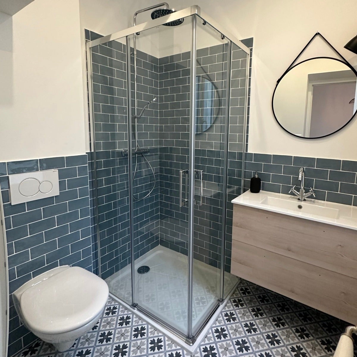 Paroi de douche accès en angle 2 verres fixes + 2 portes coulissantes YOKO 120 x 80 cm - 3