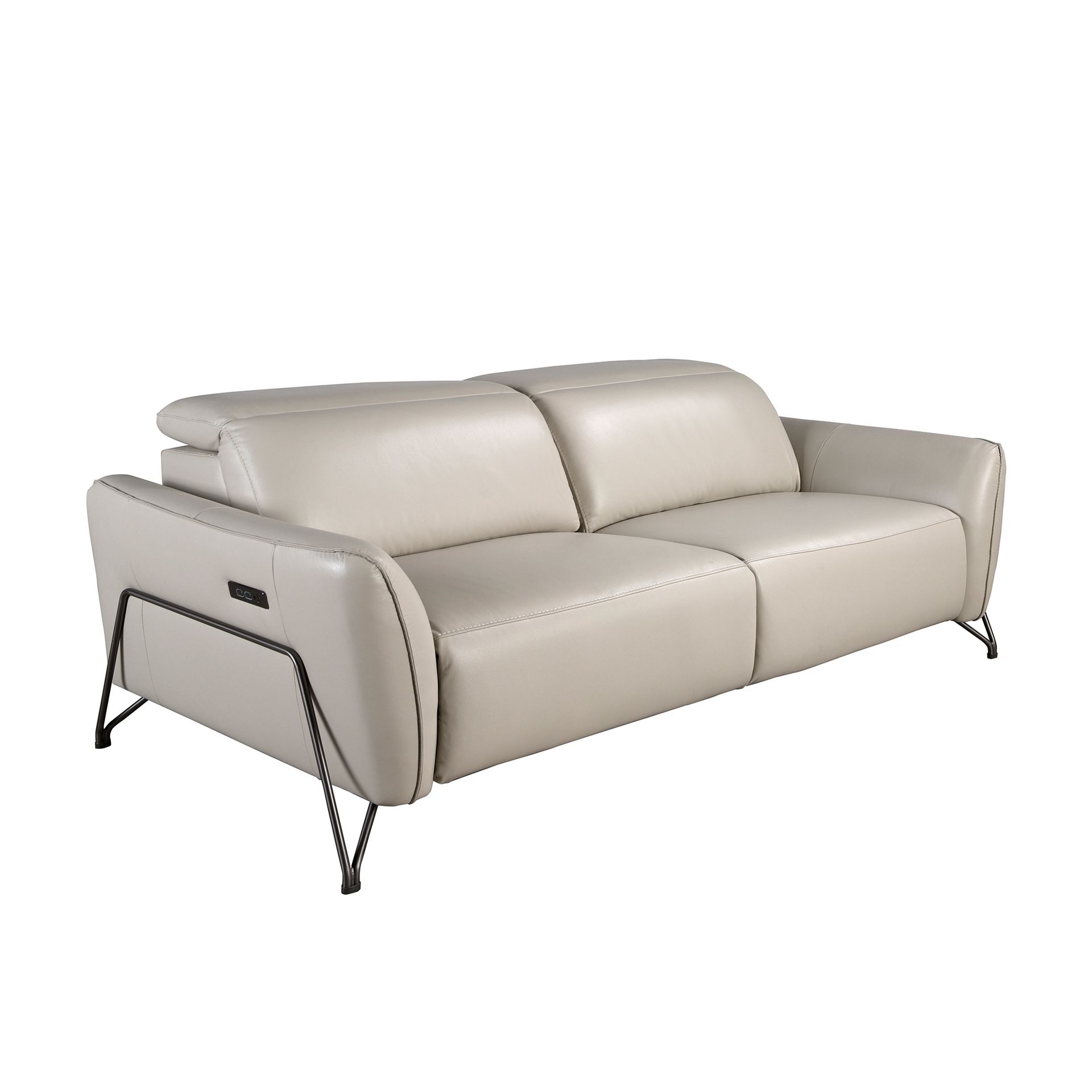 3-osobowa sofa relaksacyjna w piaskowej skórze 213 x 111 x 104 cm
