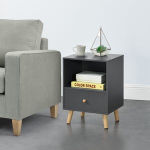 Versatile Comodino Con Cassetto E Ripiano Ideale Per Camera Da Letto Soggiorno O Corridoio In Bambu Helloshop26