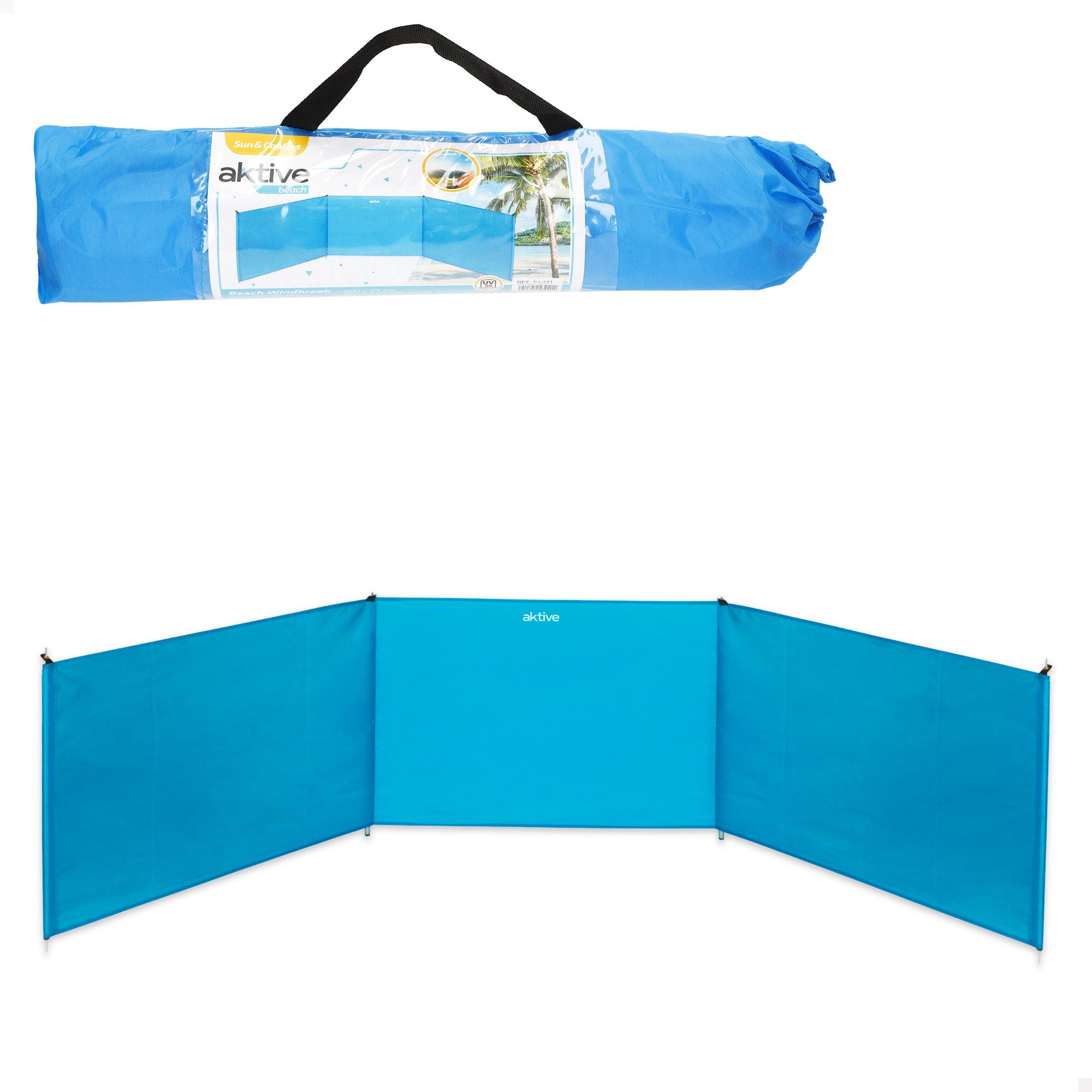 Aktive paravientos playa plegable de aluminio 300x75 cm
