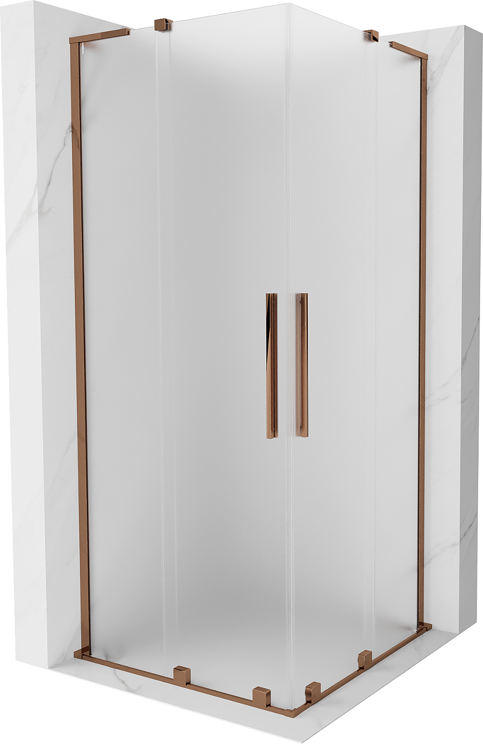 Mexen Velar L Duo kabina prysznicowa rozsuwana 90 x 90 cm, szron, różowe złoto - 871-090-090-02-33-60