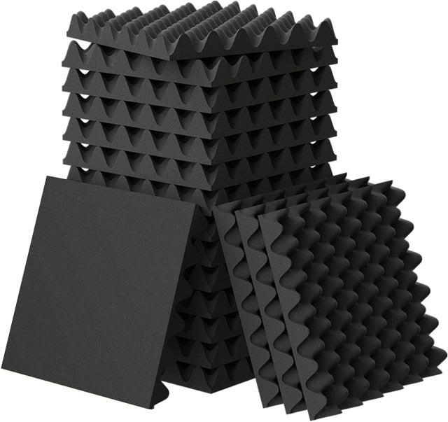 Lot de 12 panneaux en mousse insonorisante pour murs Panneaux en mousse acoustique pyramidale - Sans adhésif - 30 x 30 x 3 cm