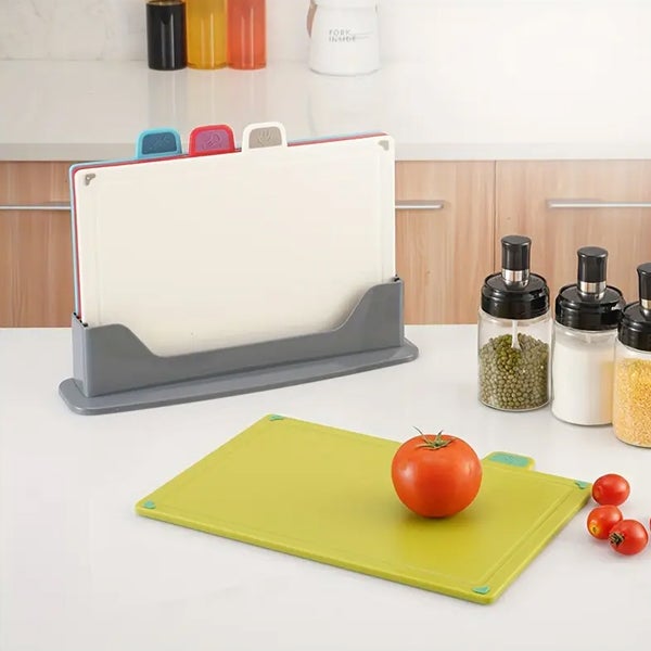 Set 5 Taglieri In Plastica PP Con Supporto – 33,5x23,5 Cm, Senza BPA, Scanalatura Succhi - 2