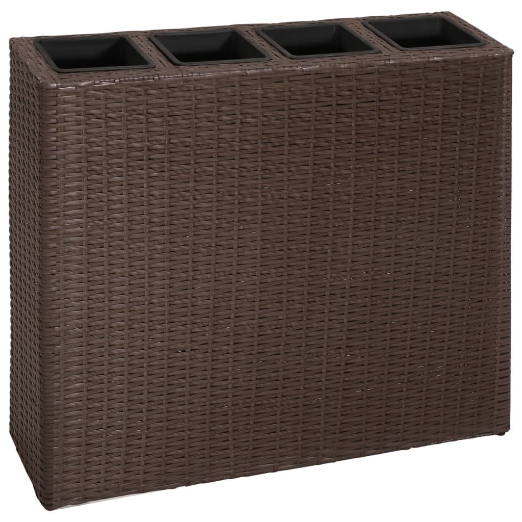 Jardinière，Pot de Fleurs avec 4 pots Résine tressée Marron344355 - 2