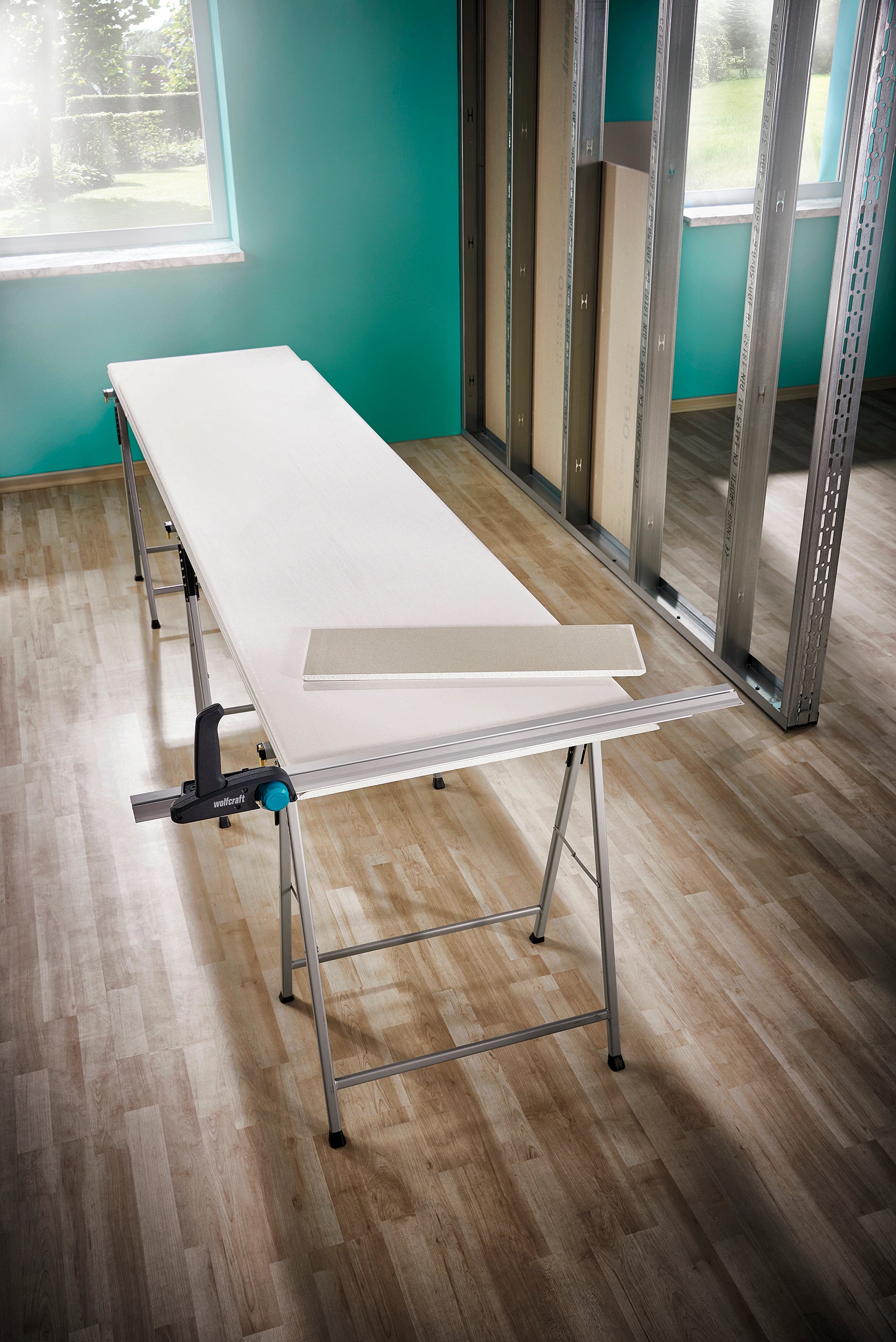 Coupe Plaques de Plâtre avec Règle - 1 lame trapèze et 1 lame à crochet - wolfcraft 4014000 - 5