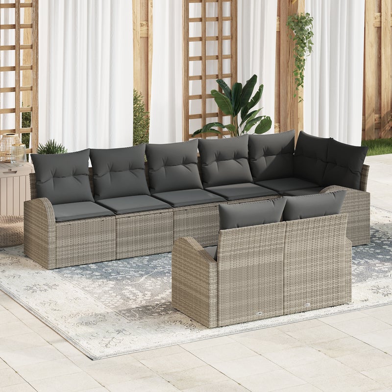 Zestaw Sof na Ogród z poduszką 8 pcs Jasnoszary polirattan vidaXL