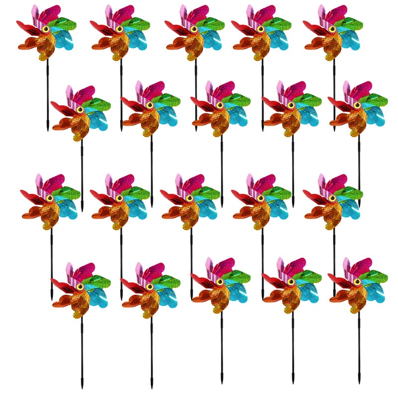 Lot De 2 Moulins à Vent Décoratifs Pour Jardin - Anti-oiseaux Et Décoration - Faciles à Assembler - Matériau PET