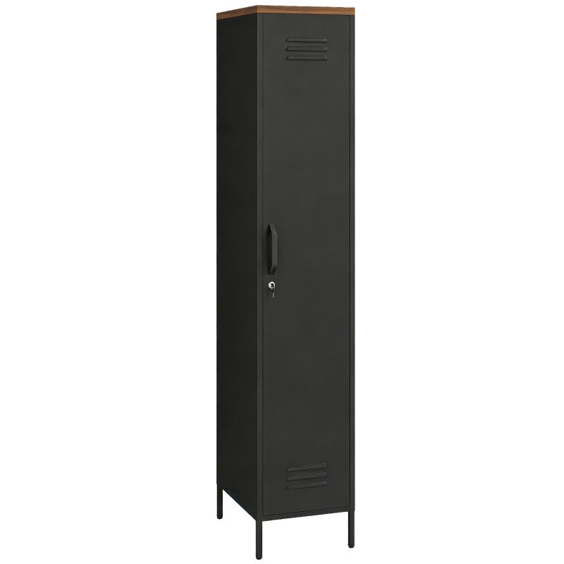 Dulap metalic, Dulap industrial cu rafturi reglabile pentru dormitor, garaj și birou, negru, 46 x 35 x 183 cm