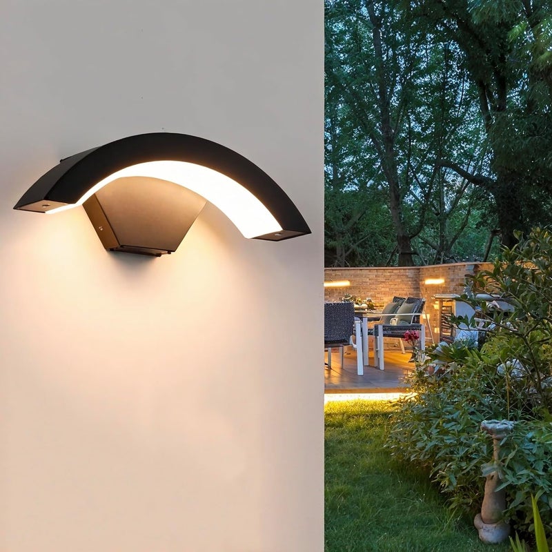 30 W Zewnętrzna lampa ścienna, ciepłe światło (bez indukcji), czarne aluminium, LED, do ogrodu, na wejście, patio, do garażu, na werandę, 1 sztuka