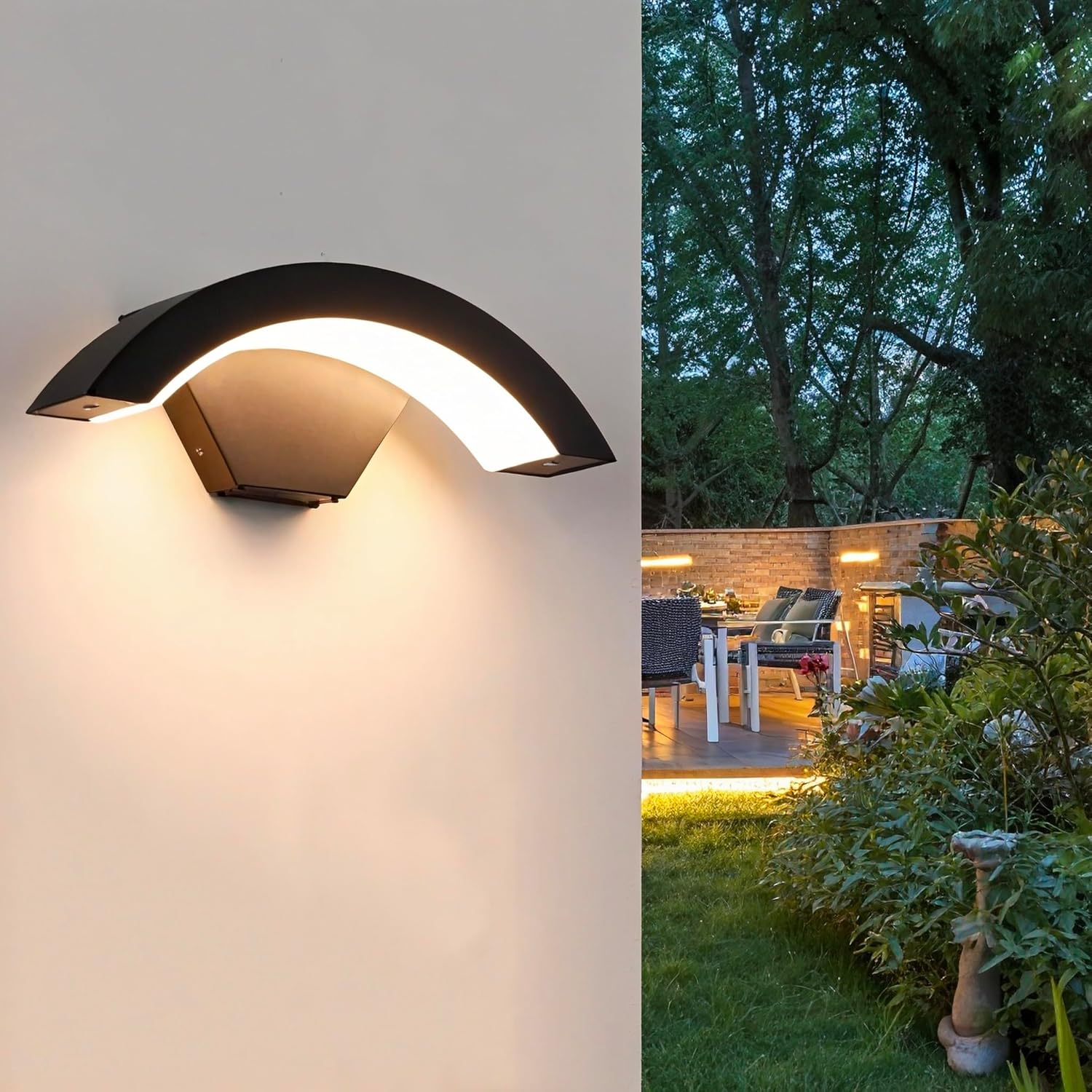 18 W Zewnętrzna lampa ścienna, ciepłe światło (bez indukcji), czarne aluminium, reflektor LED, do ścieżki, ogrodu, wejścia, na werandę, 1 sztuka