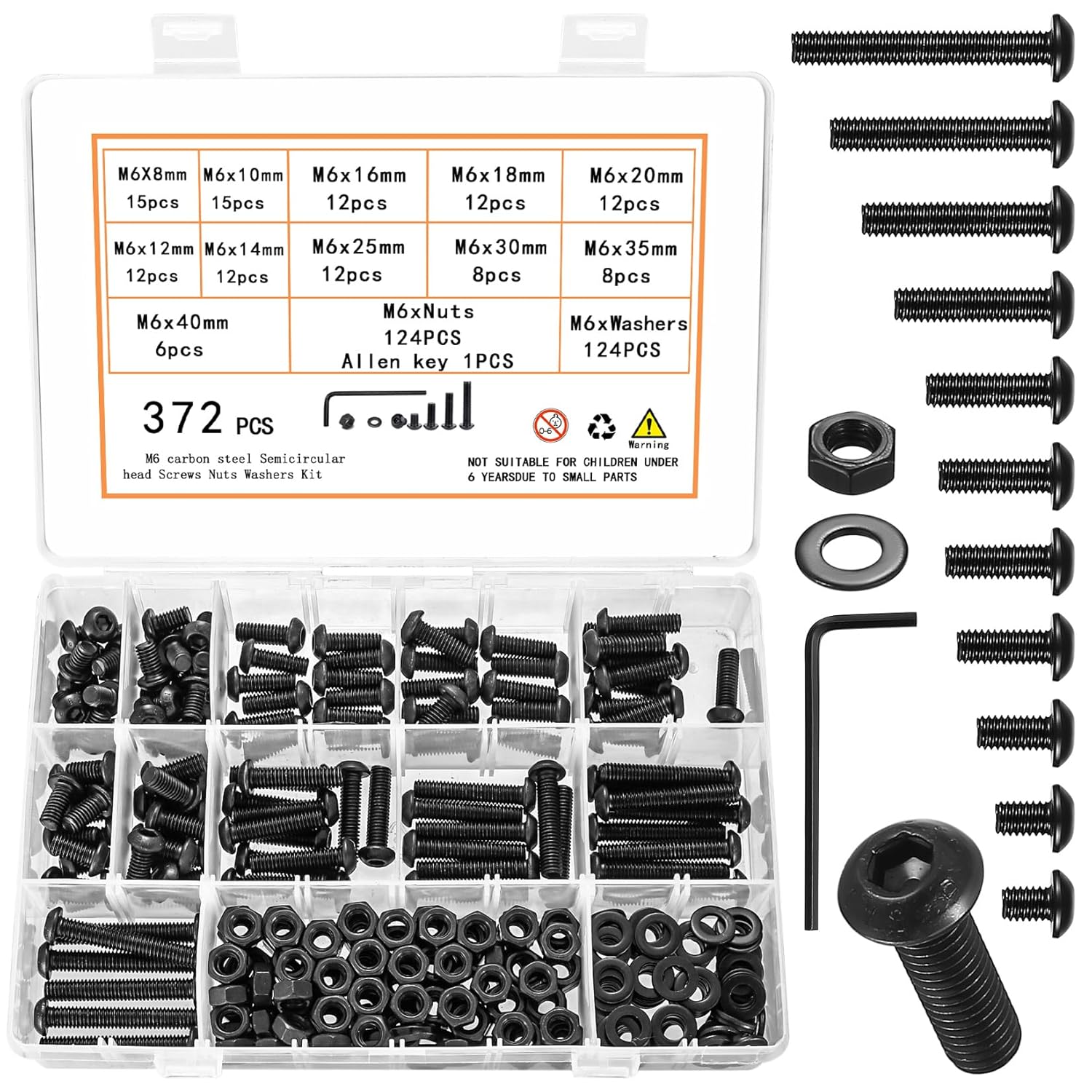 Lot De 10 Vis Sans Tête M6x8mm – Pas Métrique, Hexagonale, Acier Traité