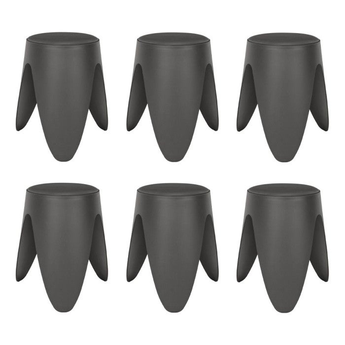 Paris Prix - Lot De 6 Tabourets Empilables "eve" 46cm Gris