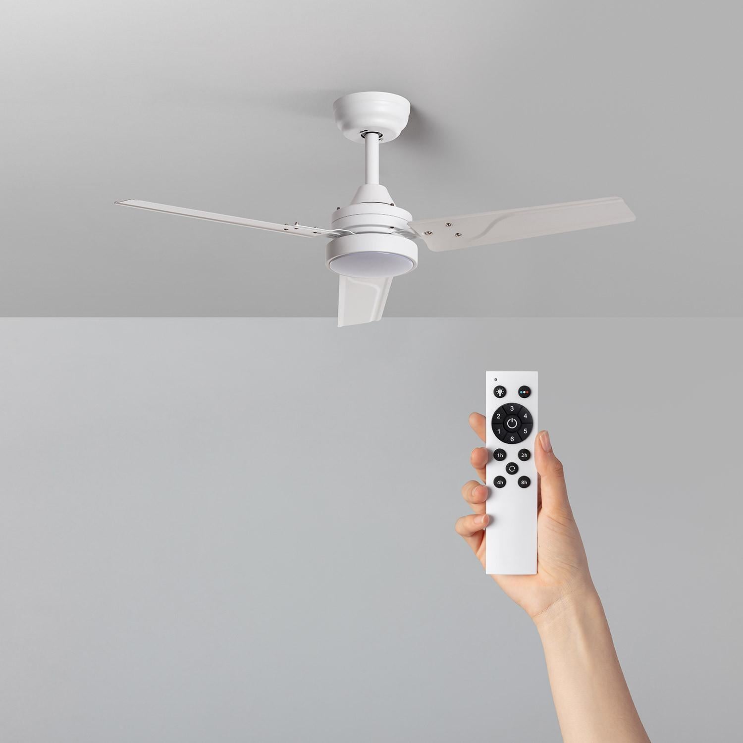 TechBrey Ventilatore Da Soffitto Silenzioso Spetses Bianco Legno 132 Cm Motore Dc Controller A Parete Telecomando Senza Luce 94933519