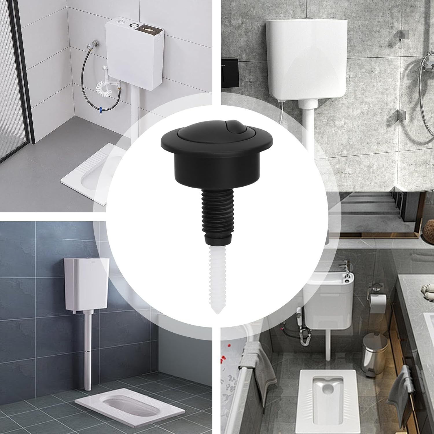 Remplacement Chasse d'Eau à Bouton Poussoir – Accessoire Toilette Double Flush, Pour WC et Réservoir - 4