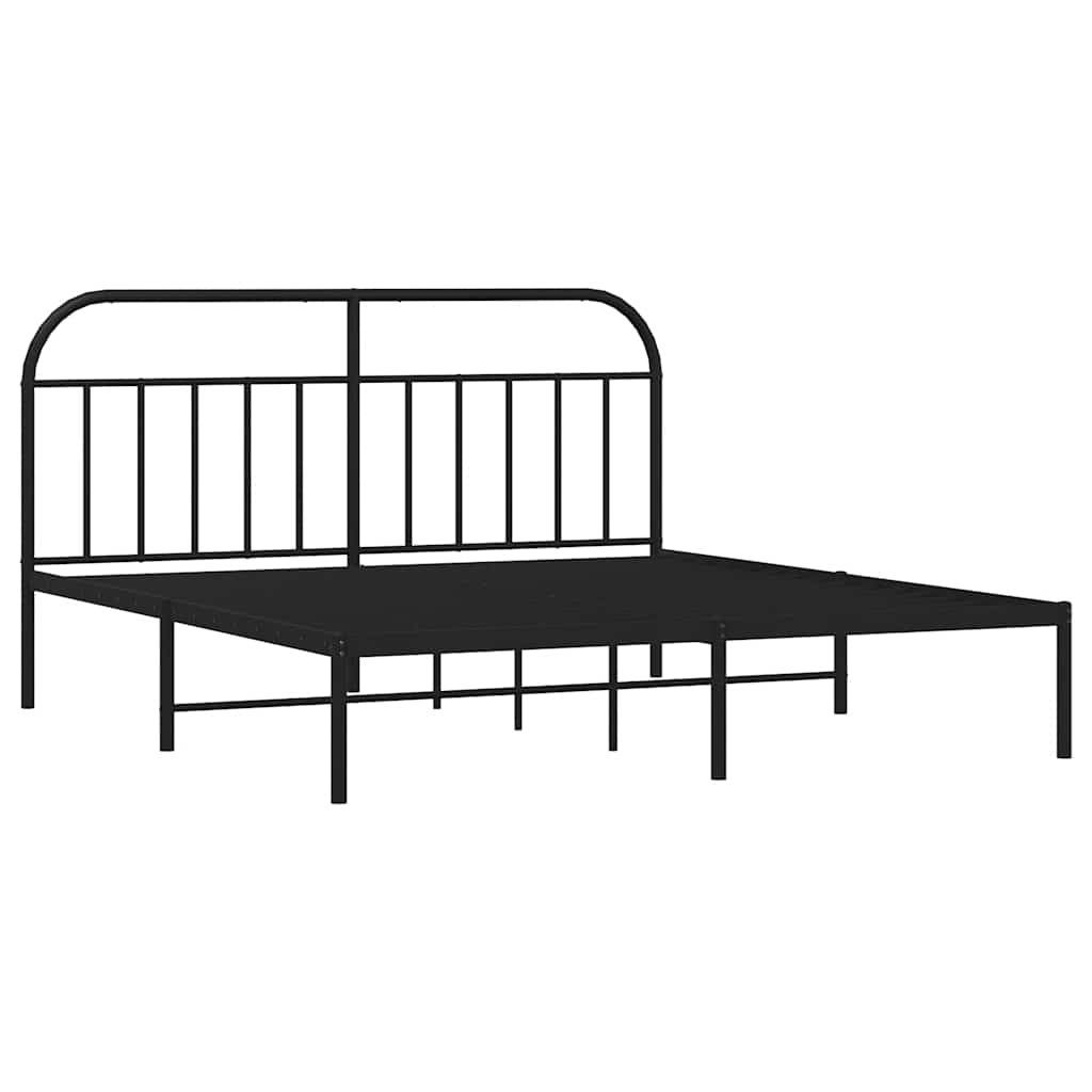 Estructura cama sin colchón con cabecero metal negro 183x213 cm vidaXL - 3