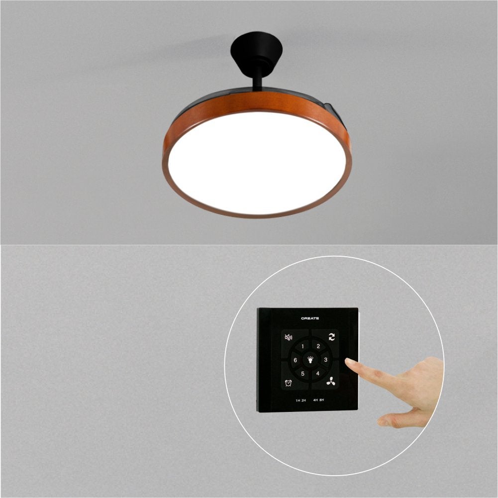 CREATE - WIND CLEAR STUDIO - Wentylator sufitowy 40W cichy z chowanymi łopatkami i oświetleniem LED, różne rozmiary -