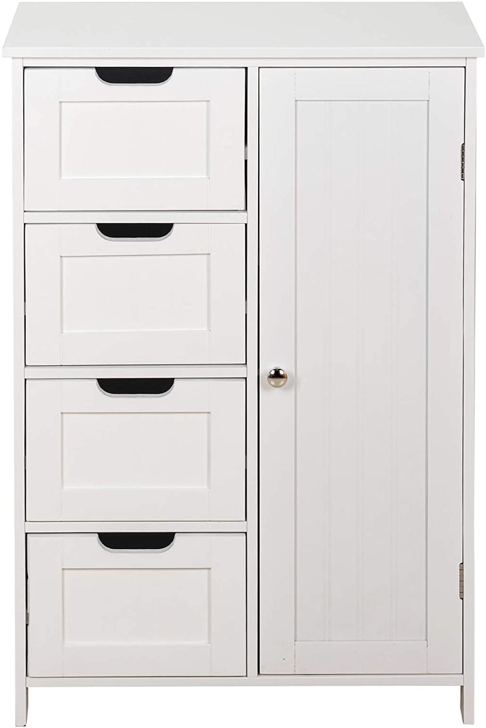 Meuble Salle De Bain Rangement, Avec 4 Tiroirs, Placard Avec Porte Etagere Reglable 30 X 55 X 82 Cm Gris Mystique 88596565