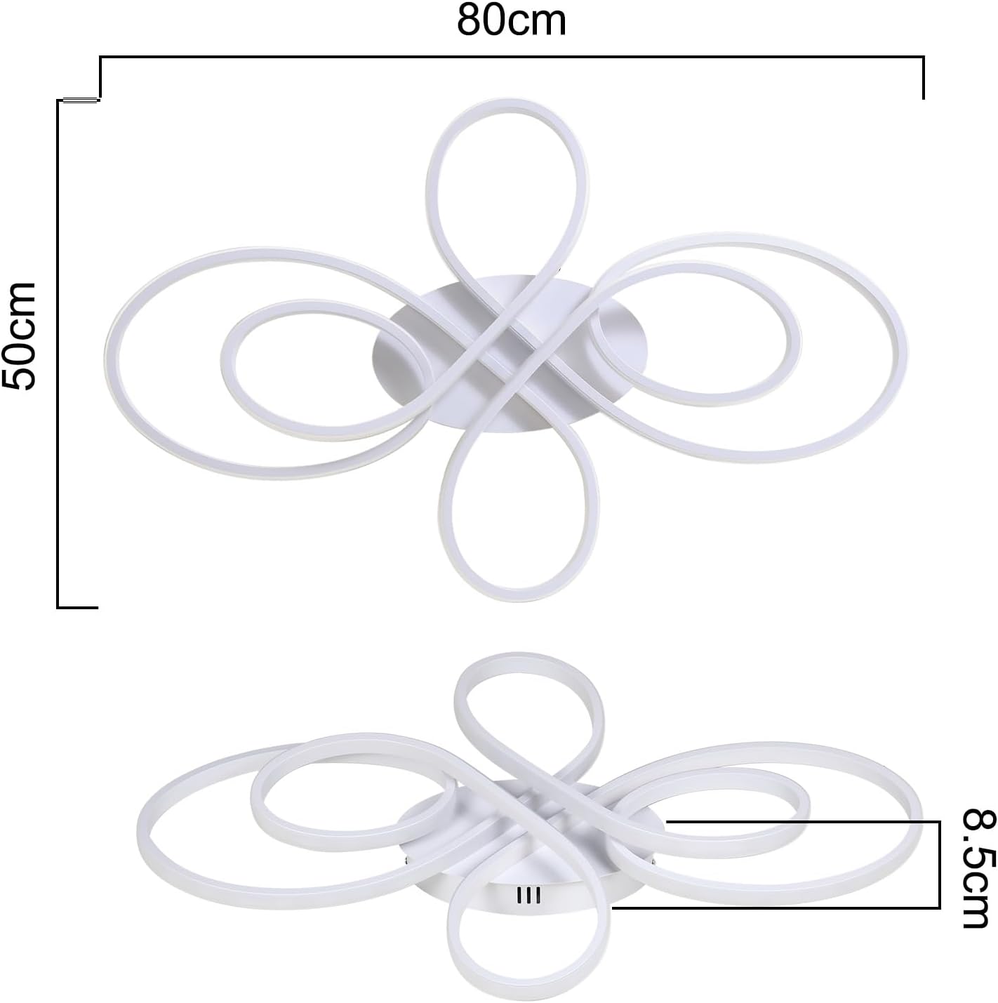 NETTLIFE Lampa sufitowa LED ściemnialna 80 cm biała 78 W Nowoczesny design Salon Sypialnia z pilotem Idealna do biura Kuchnia - 4