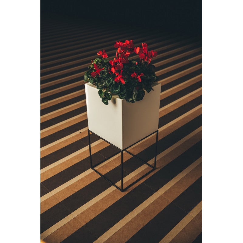 Vase design moderne 40x40 H40 en polymère gris résistant pour intérieur et extérieur - Fabriqué en Italie - Monacis - 2