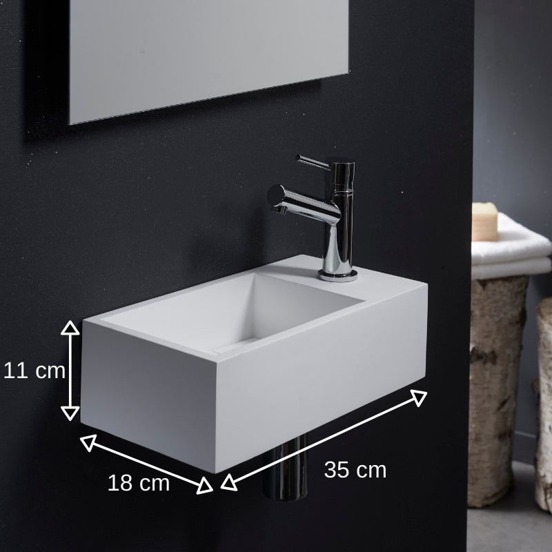 Lave-mains gain de place en solid surface Sacramento 35x18 cm - 2