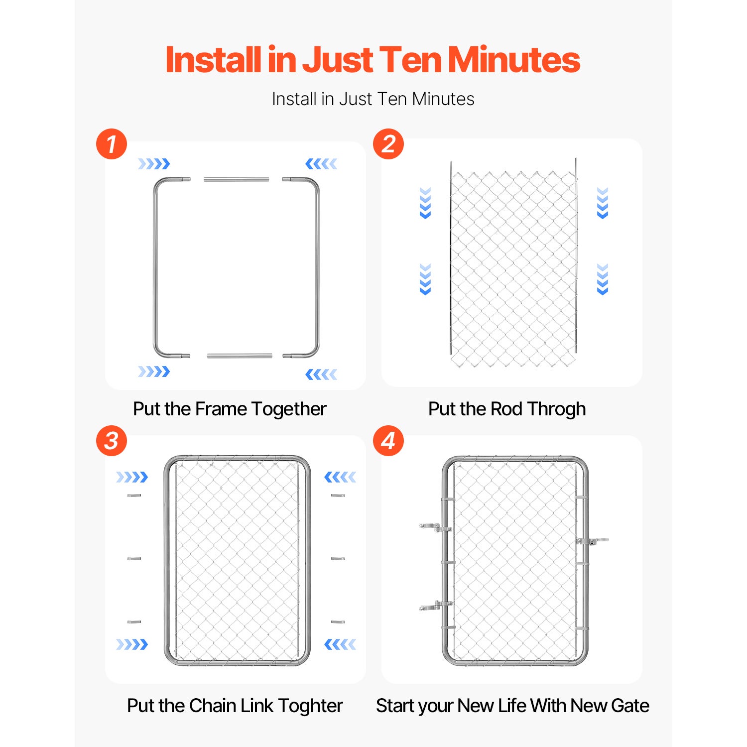 Portillon de jardin 81x117 cm,SucceBuy porte réglable en acier galvanisé antirouille,installation simple,idéal pour jardin - 5