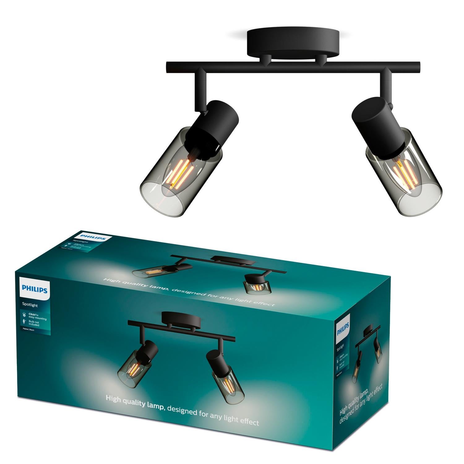 Lampa Sufitowa Palms Philips Reflektor 2x E14 Natynkowa Czarna 1 szt.