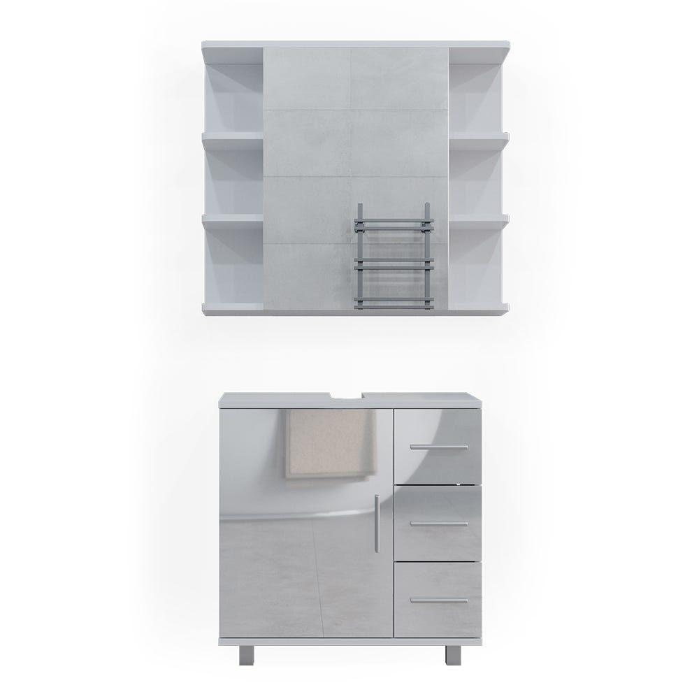 Vicco Ensemble de meubles de salle de bain Ilias, Blanc, 2 Vicco Ensemble de meubles de salle de bain Ilias, Blanc, 2