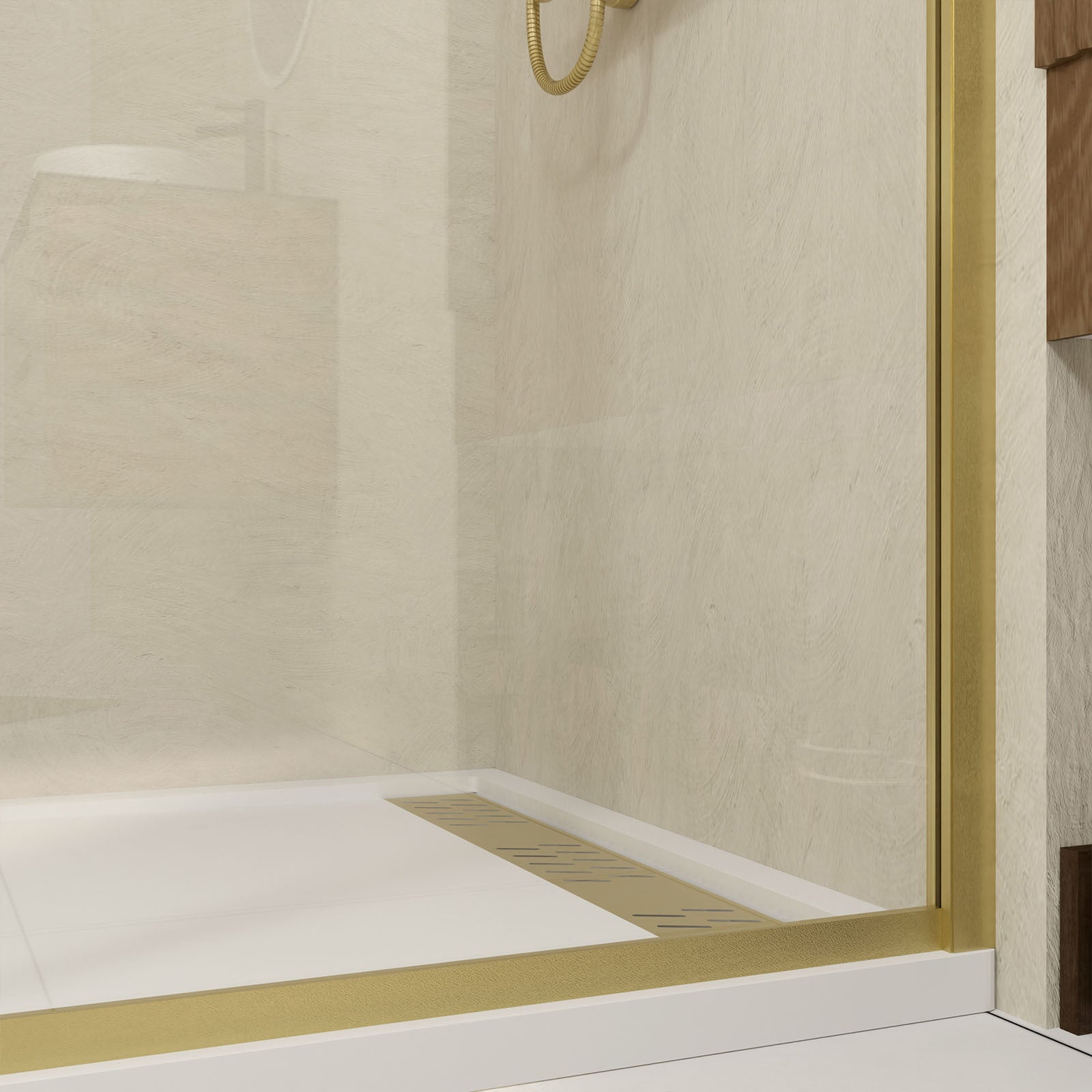 Paroi de douche 120x200 cm - Cadre et bras aluminium Or Doré Brossé - GOLDY CONTOURING - 6