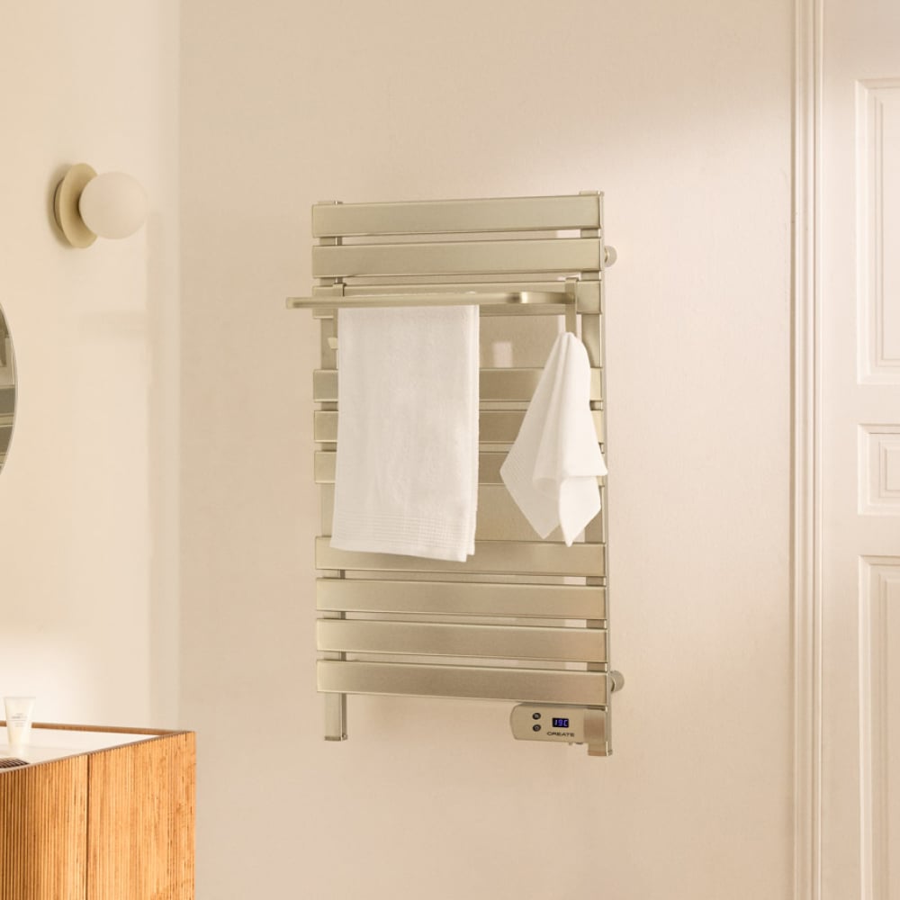 CREATE - WARM TOWEL - Elektryczny wieszak na ręczniki podłogowy lub ścienny 500W - Inox
