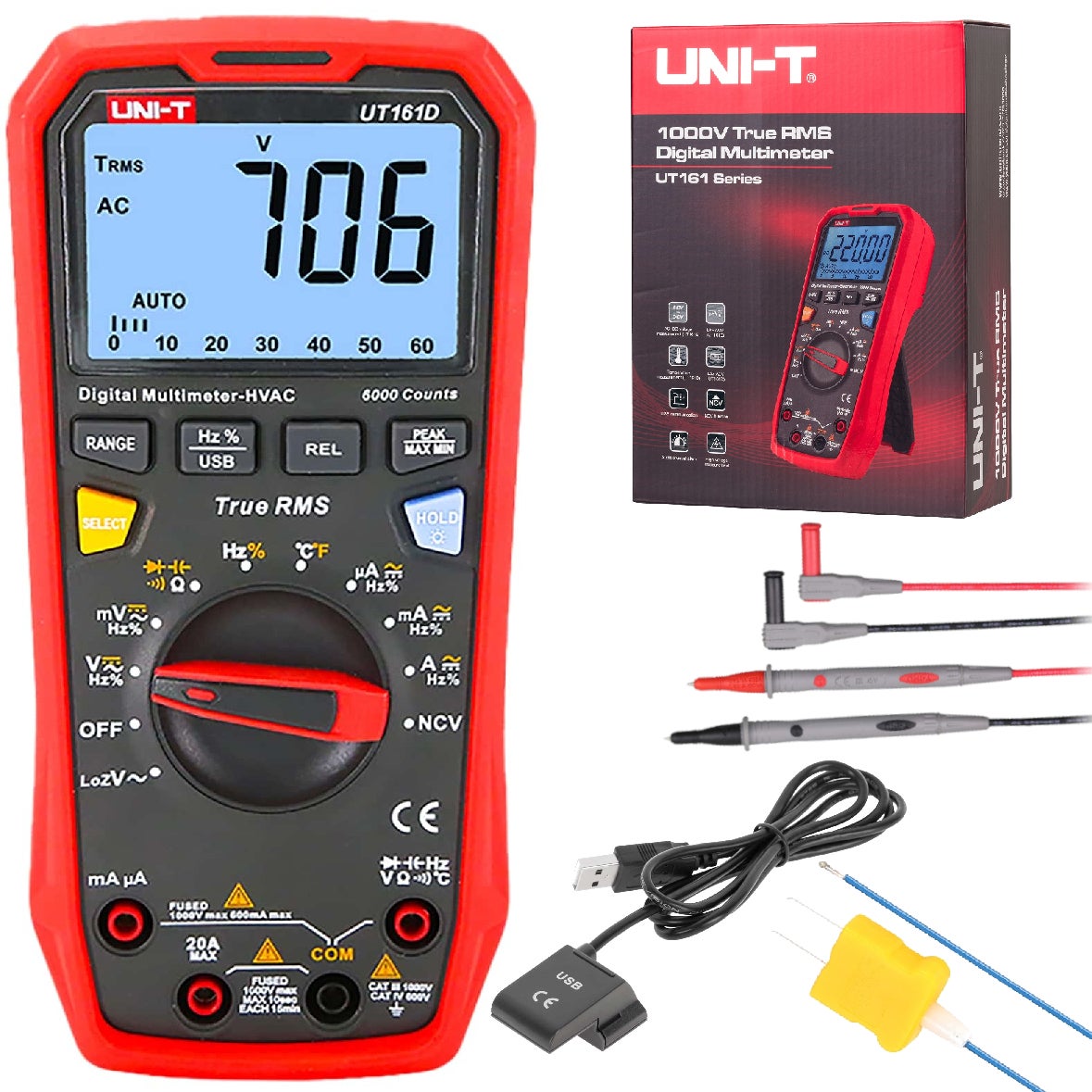 UNI-T UT161D Miernik Multimetr Cyfrowy Uniwersalny z Wyświetlaczem LCD