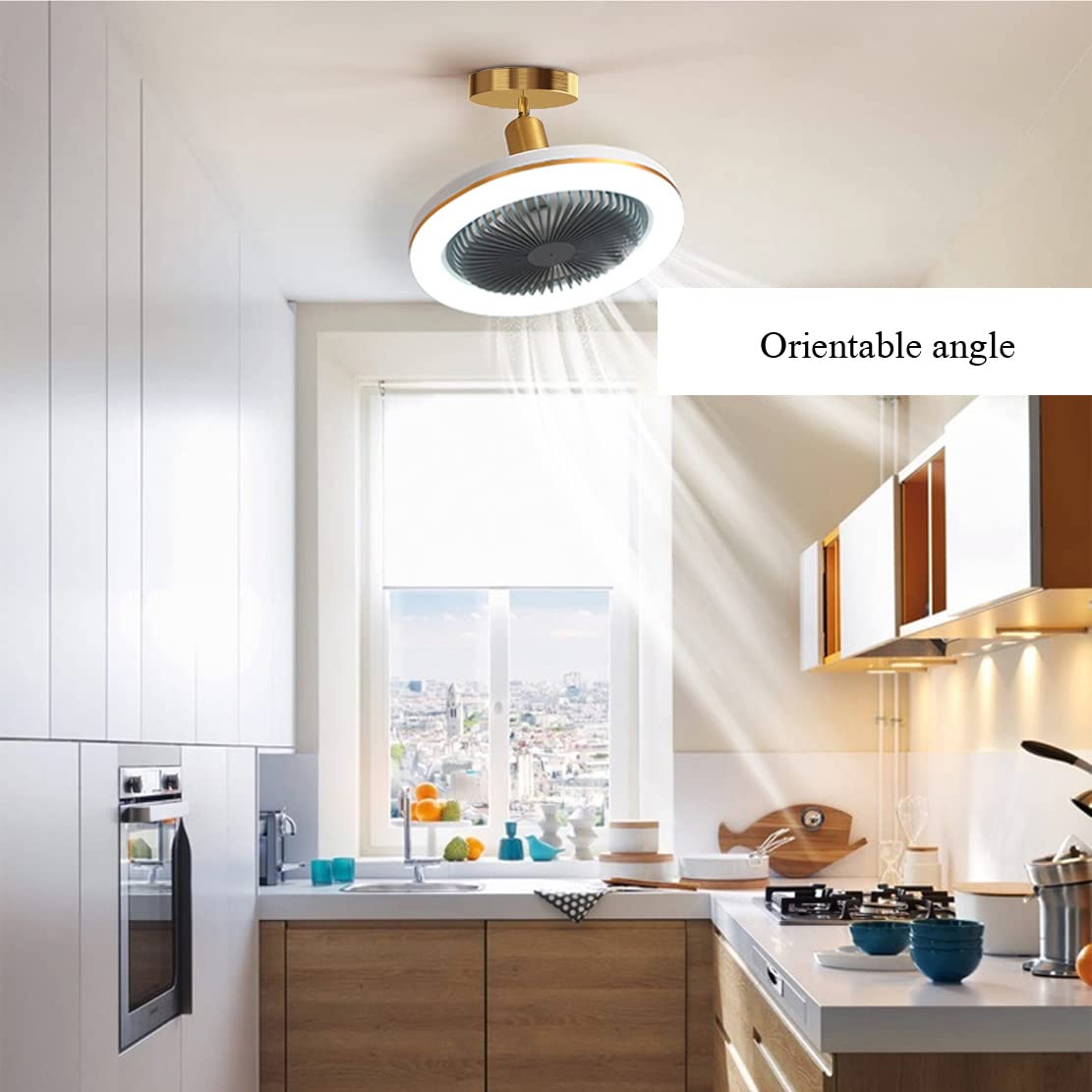 Ventilateur de plafond silencieux avec éclairage, 30 W, avec télécommande, douille E27, 3 vitesses, 3 couleurs dimmables - 9