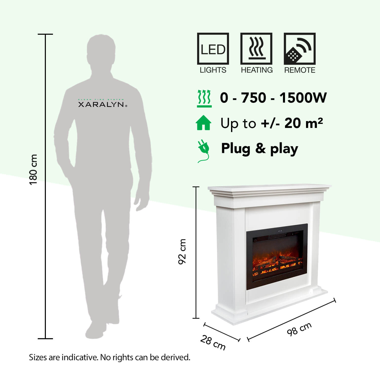 Xaralyn | Cheminée électrique Flex EFL-HLW - Habillage de cheminée en aspect marbre - Chauffage 1500 Watt - télécommande - 4