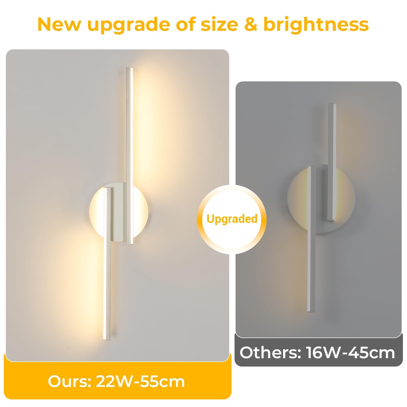 GOECO Applique Murale LED Moderne, Blanc 55*12CM, 16W 3000K Lumière Blanche Chaude, en Aluminium, pour Chambre Salon - 3