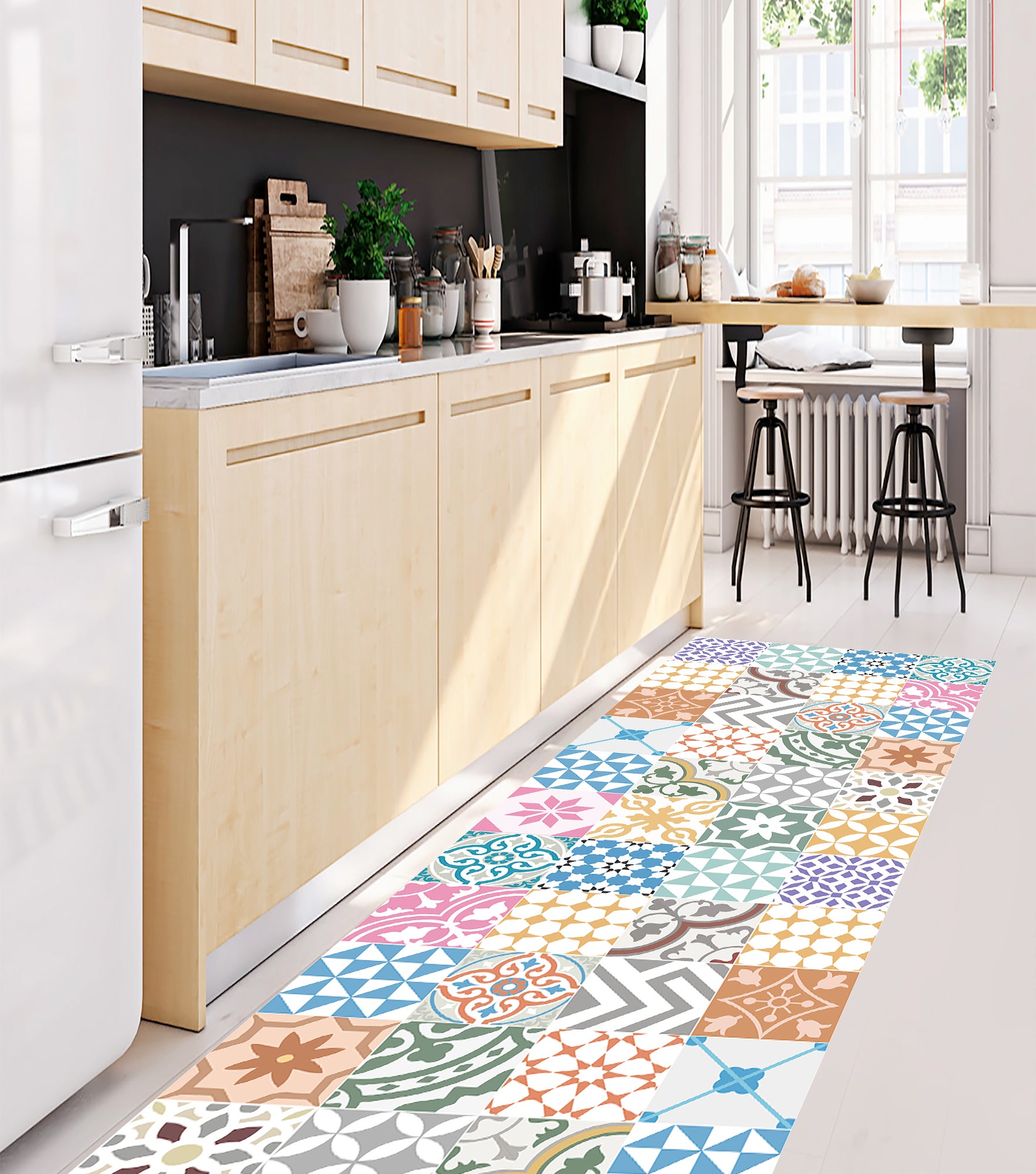 Dywan winylowy Collage joy 66x150 cm - antypoślizgowy PVC, winyl do kuchni lub salonu, zmywalny, wodoodporny, wodoodporny styl