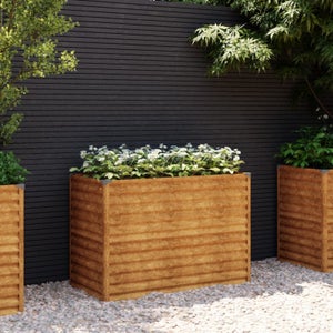 Jardinière Surélevée En Acier Corten - 100.5 X 40.5 X 90 Cm - Pour Potager, Balcon, Terrasse - Résistante Aux Intempéries