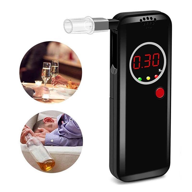 Analyseur d'haleine professionnel avec écran numérique LCD – Analyseur d'haleine portable de haute précision, comprend 5 embouts, noir - 2