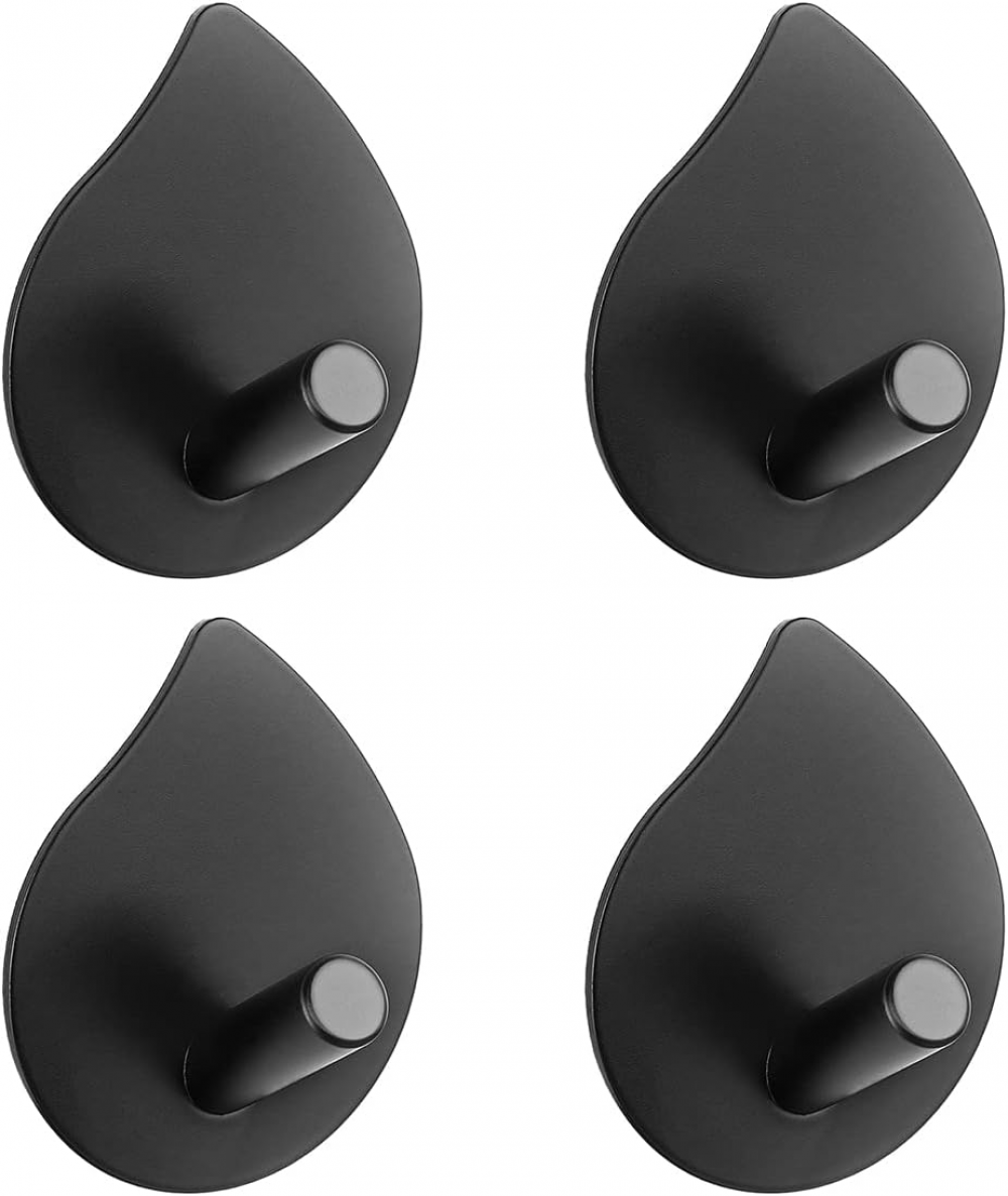 4-częściowy samoprzylepny wieszak ścienny (czarny), hak łazienkowy ze stali nierdzewnej, wieszak na ręczniki kuchenne bez wiercenia