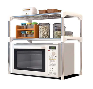 Étagère Murale Pour Four à Micro-ondes - Support Acier Inoxydable Avec Crochets - Gain De Place Cuisine