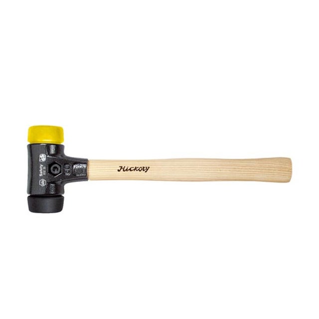 Wiha Massette Safety avec embouts ronds mi-souples et mi-durs avec manche en hickory, embout de massette rond (26436) 50 mm