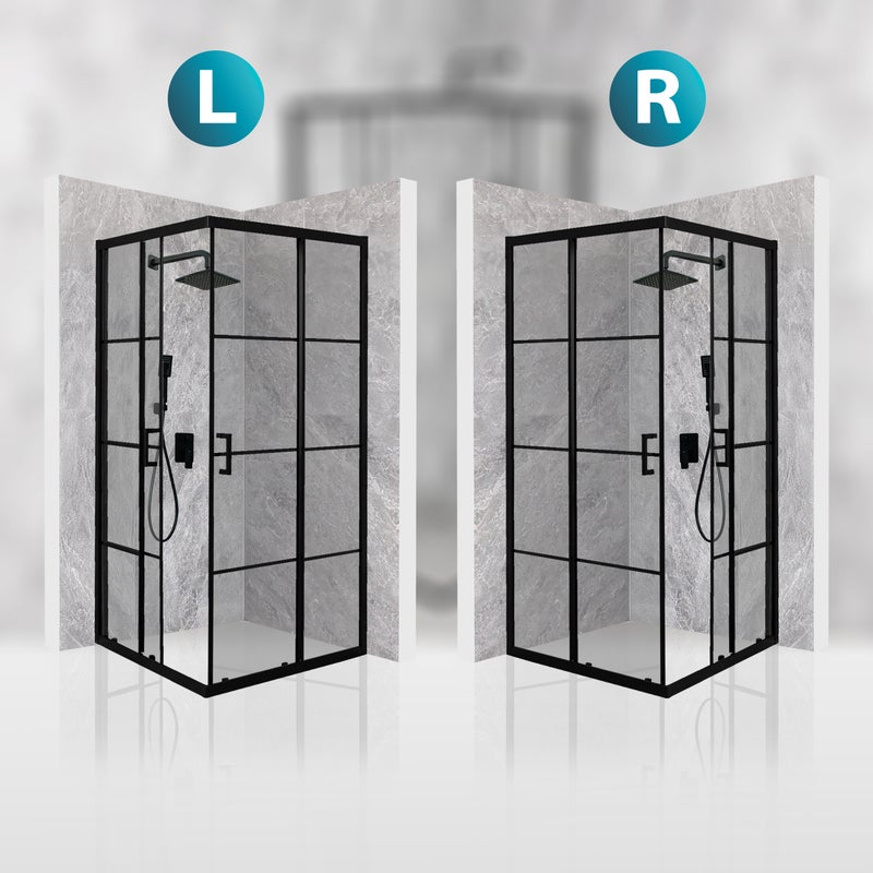 Kabina prysznicowa kwadratowa drzwi przesuwne czarna 90x90cm szkło 6mm + powłoka