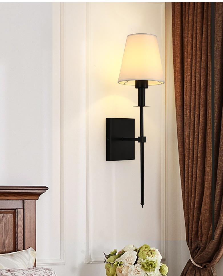 2 applique in stile loft retrò, bar, paralume in tessuto moderno, lampade da comodino per hotel, attacco a vite E27, tricolore, con telecomando. - 5