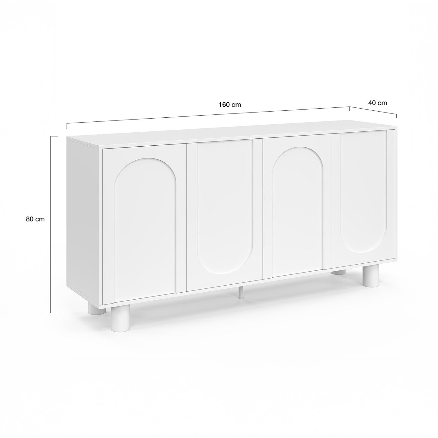 Buffet 160 cm ARCHIE 4 portes design arche blanc - 5