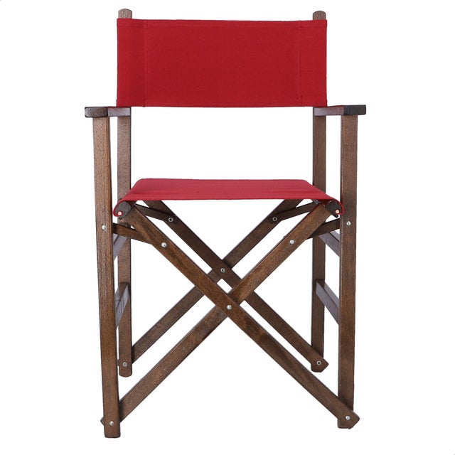 WELLHOME Sedia da regista struttura in noce con tela marrone, 51x46x86 cm