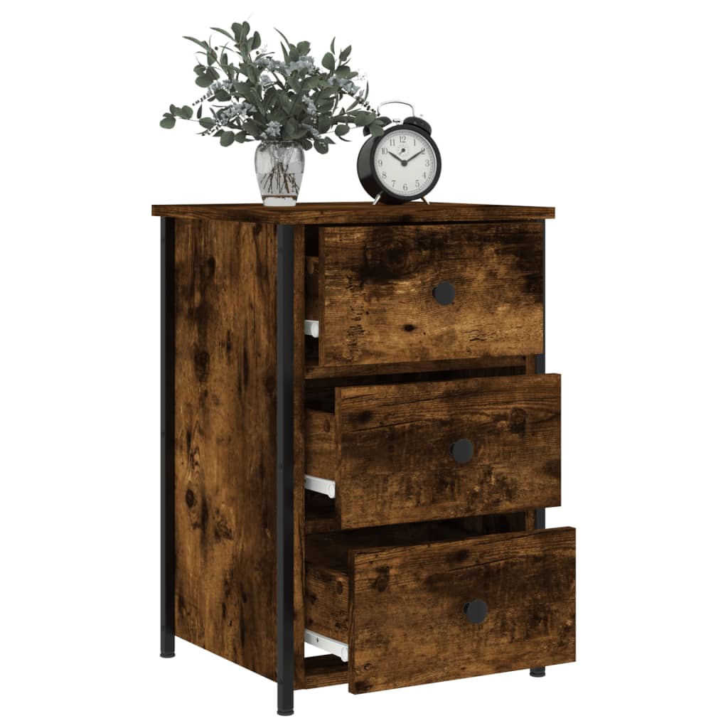 Lot de 2 Tables de chevet，Table d'appoint, Table de nuit pour Salon Chambre chêne fumé 40x36x60 cm bois d’ingénierie790308 - 4