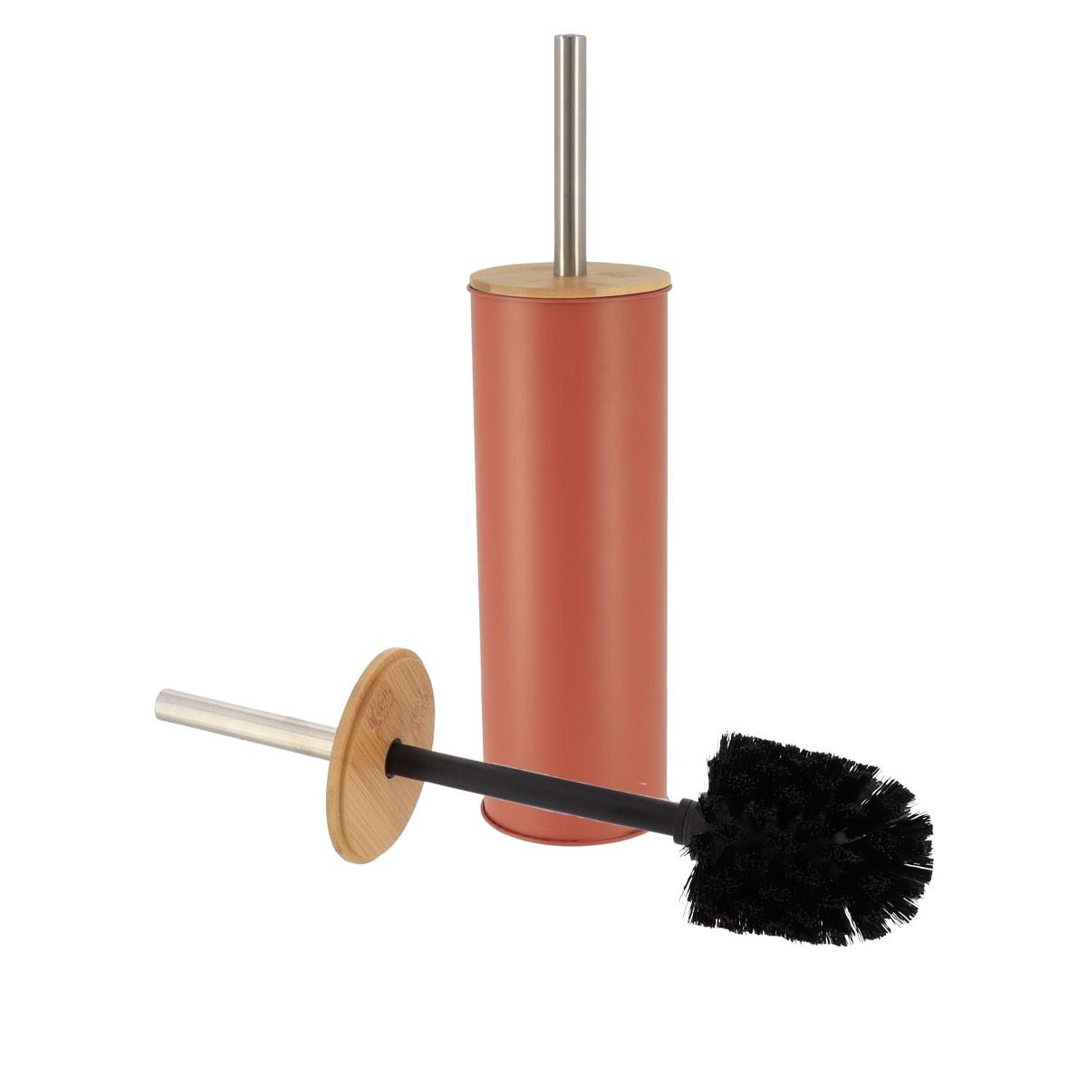 Brosse wc metal couvercle bambou - terracotta - Tendance - 2