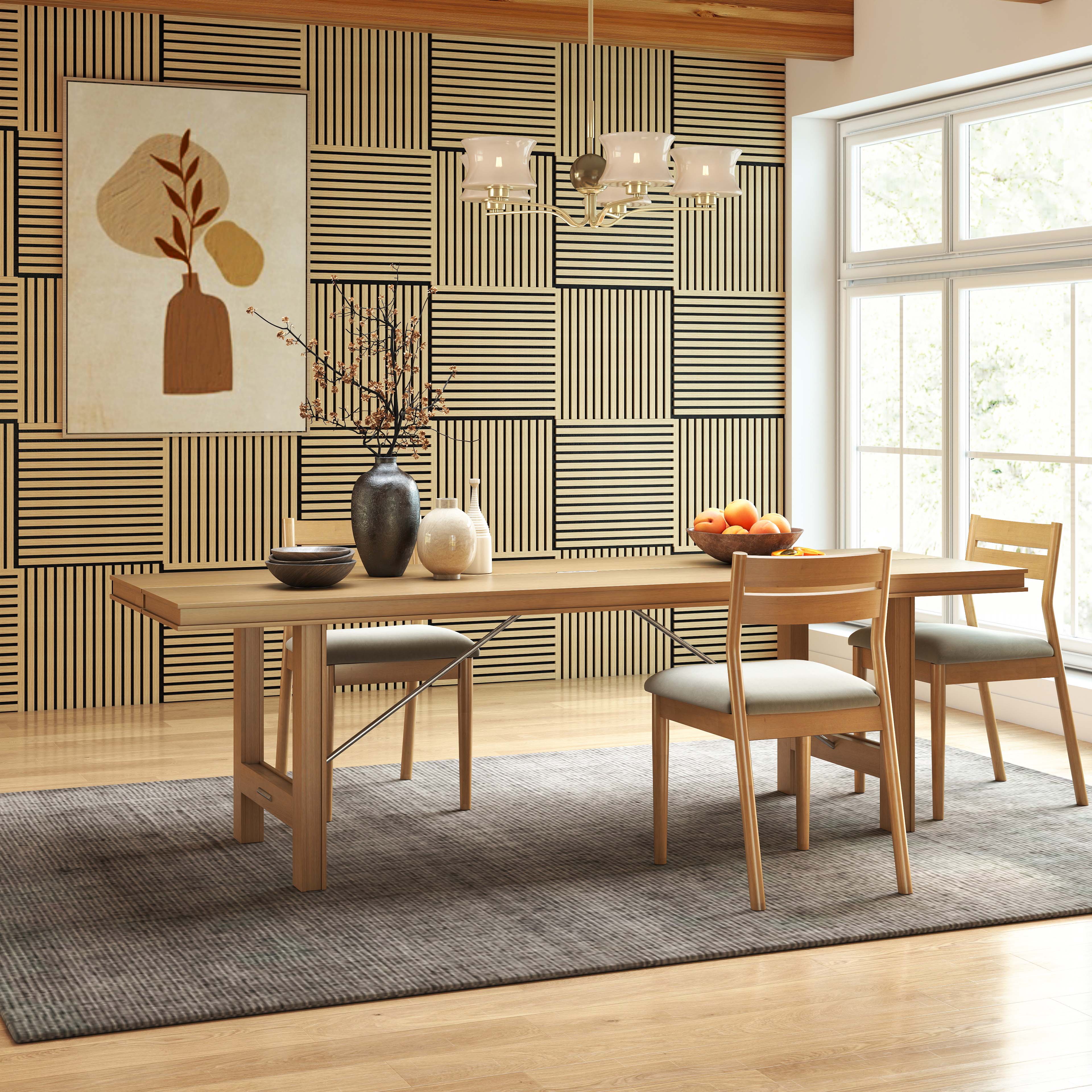 Lot de 4 panneaux muraux acoustiques décoratifs en bois MDF 60 x 60 cm, finition chêne clair Excellente isolation acoustique, installation simple - 2